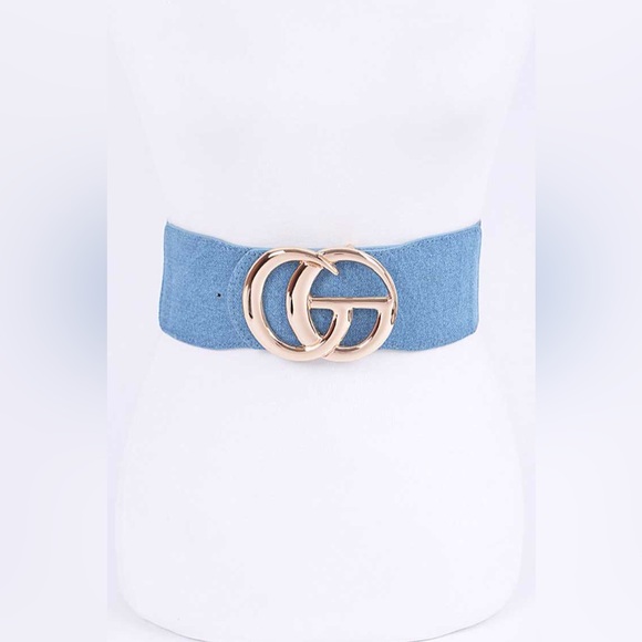 Blue Denim Jean Logo Statement Belt - Picture 1 of 3